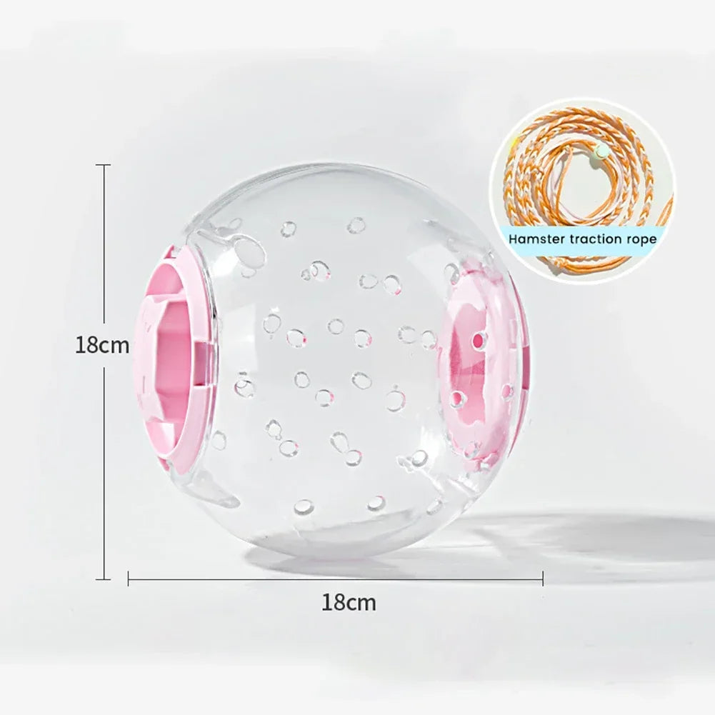 Hamster Exercise Ball Transparent Hamster Running Ball Wheel With Traction Rope For Small Animals Pet Supplies 14cm/18/cm