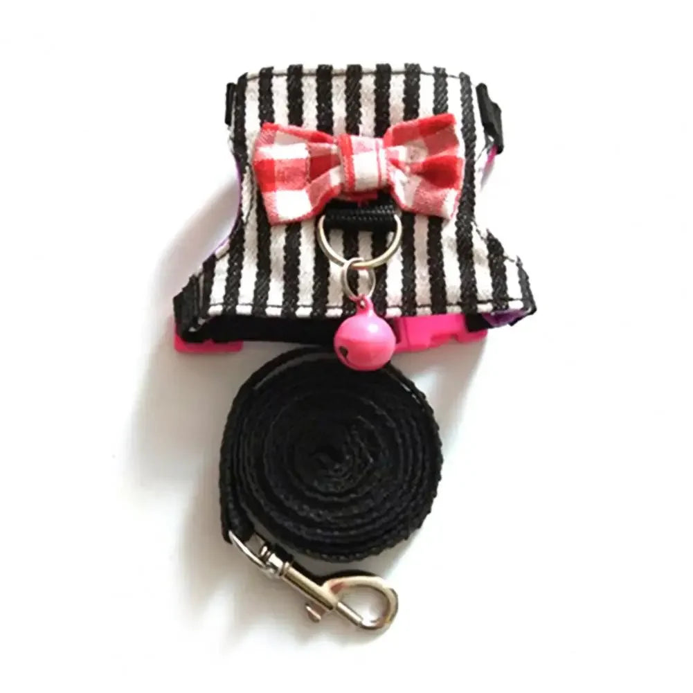Pet Chest Strap Striped Hamster Rabbit Bow-knot Harness Vest Leash Traction Rope Ferrets Rats Chest Strap Small Pet Leashes