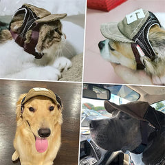 Adjustable Dog Sunscreen Baseball Cap – Outdoor Hat with Ear Holes for Small to Large Dogs