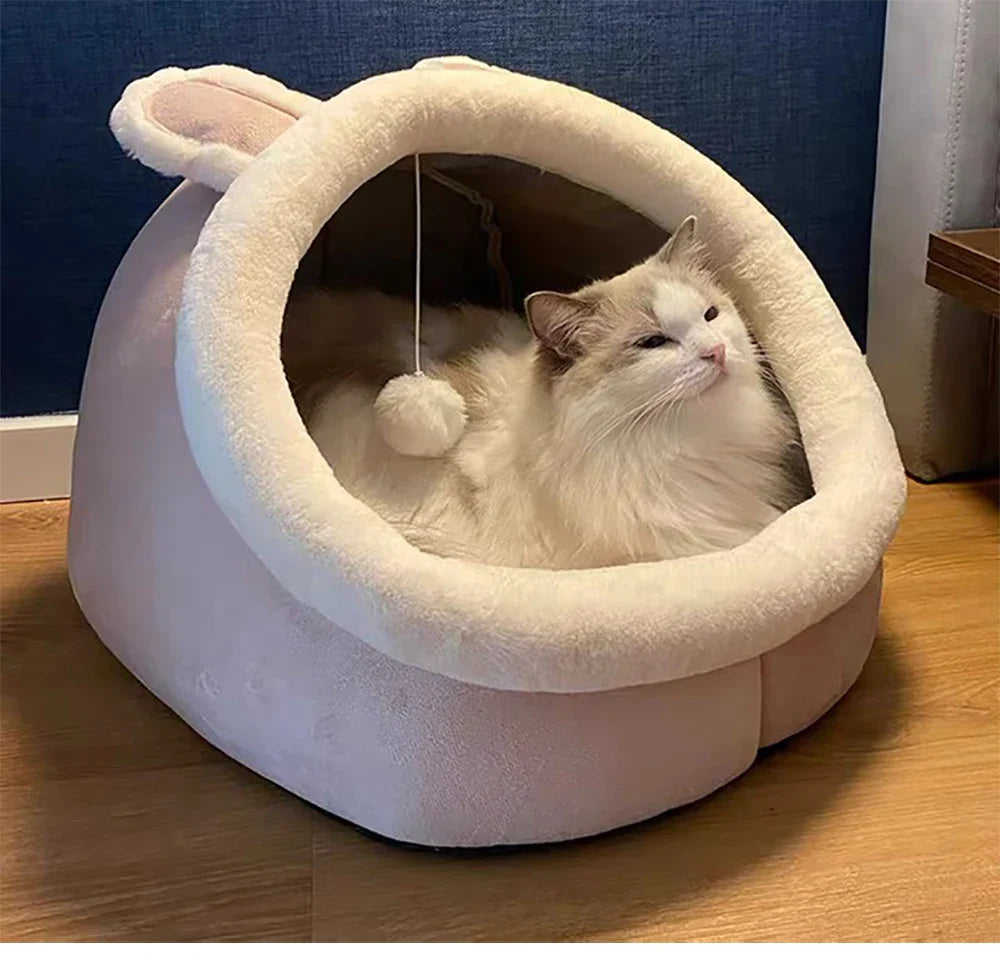 Deep Sleep Foldable Cat Bed – Cartoon Cave Bed for Small Dogs & Cats