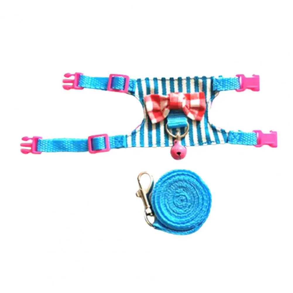 Pet Chest Strap Striped Hamster Rabbit Bow-knot Harness Vest Leash Traction Rope Ferrets Rats Chest Strap Small Pet Leashes