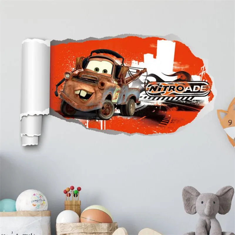 3D Cartoon Lightning McQueen  Wall Stickers For Kid's Room Kindergarten Bedroom Living Room Diy Wall Decoration