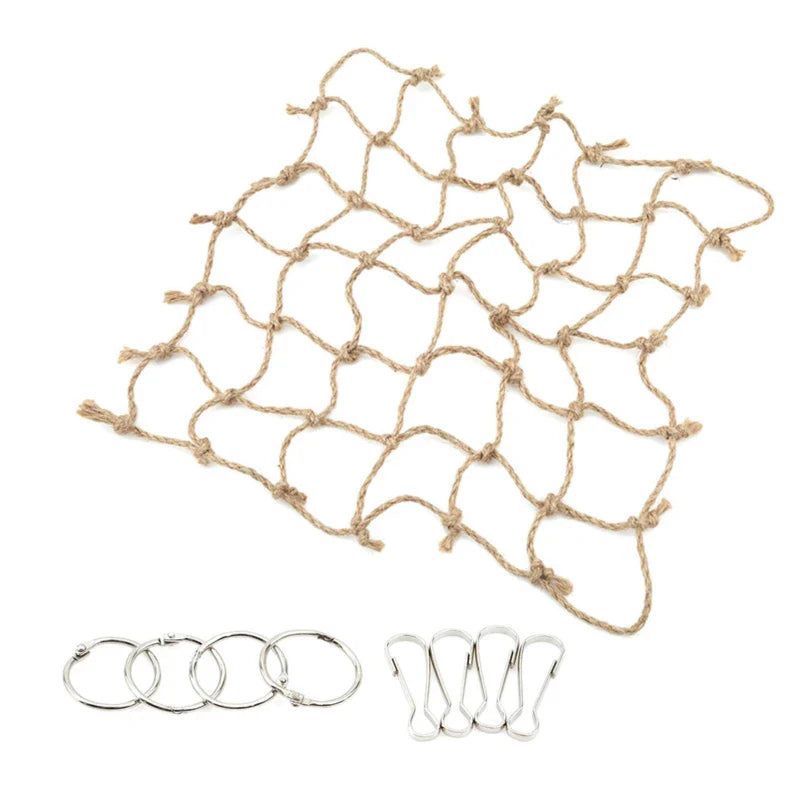 40x40cm Parrot Climbing Net – Bird Toy Swing Rope Hammock with Hooks
