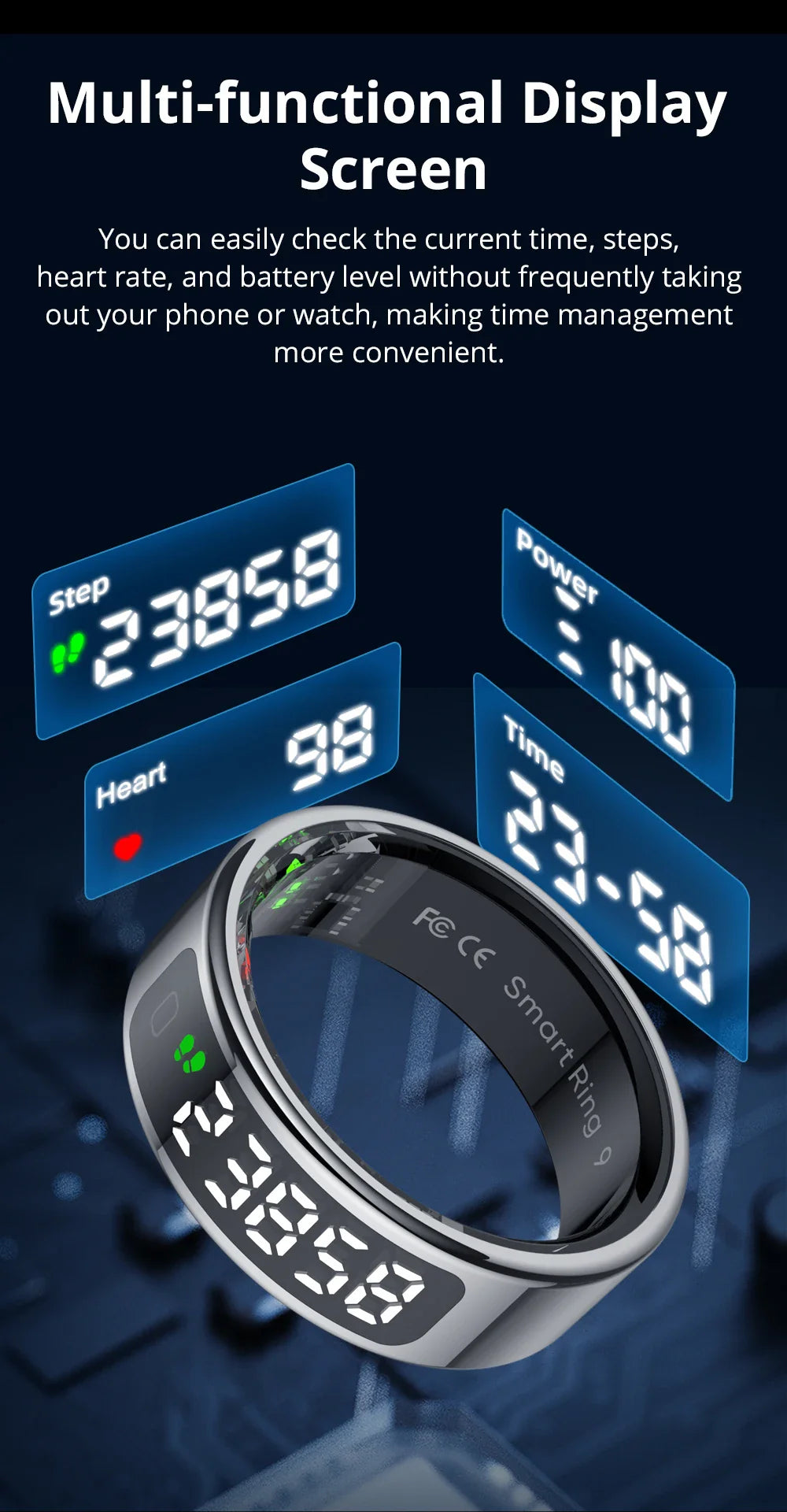 COLMI R12 Smart Ring – Health Tracker, Display, Touch Control, Waterproof (5ATM)