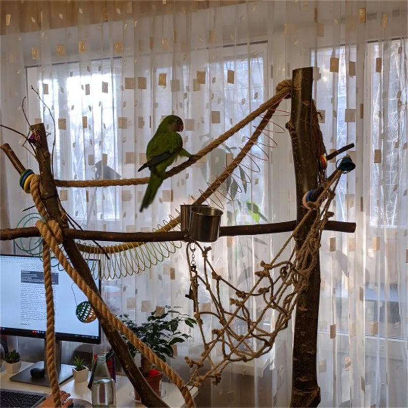 40x40cm Parrot Climbing Net – Bird Toy Swing Rope Hammock with Hooks