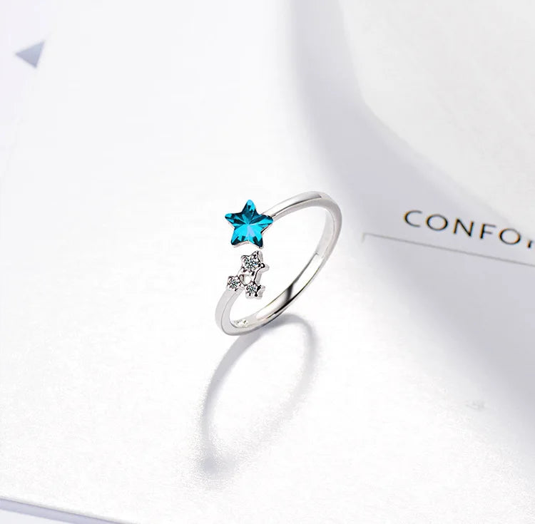 925 Sterling Silver Star Crystal Wedding Ring for Women – Wholesale Jewelry