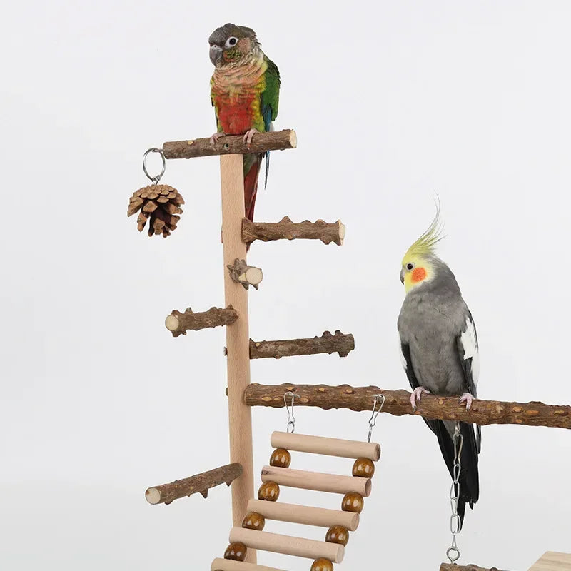 Bird Toy Suspension Bridge & Climbing Ladder – Pepper Wood Parrot Training Platform