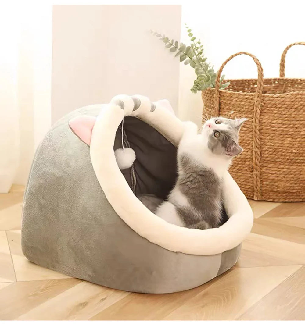 Deep Sleep Foldable Cat Bed – Cartoon Cave Bed for Small Dogs & Cats