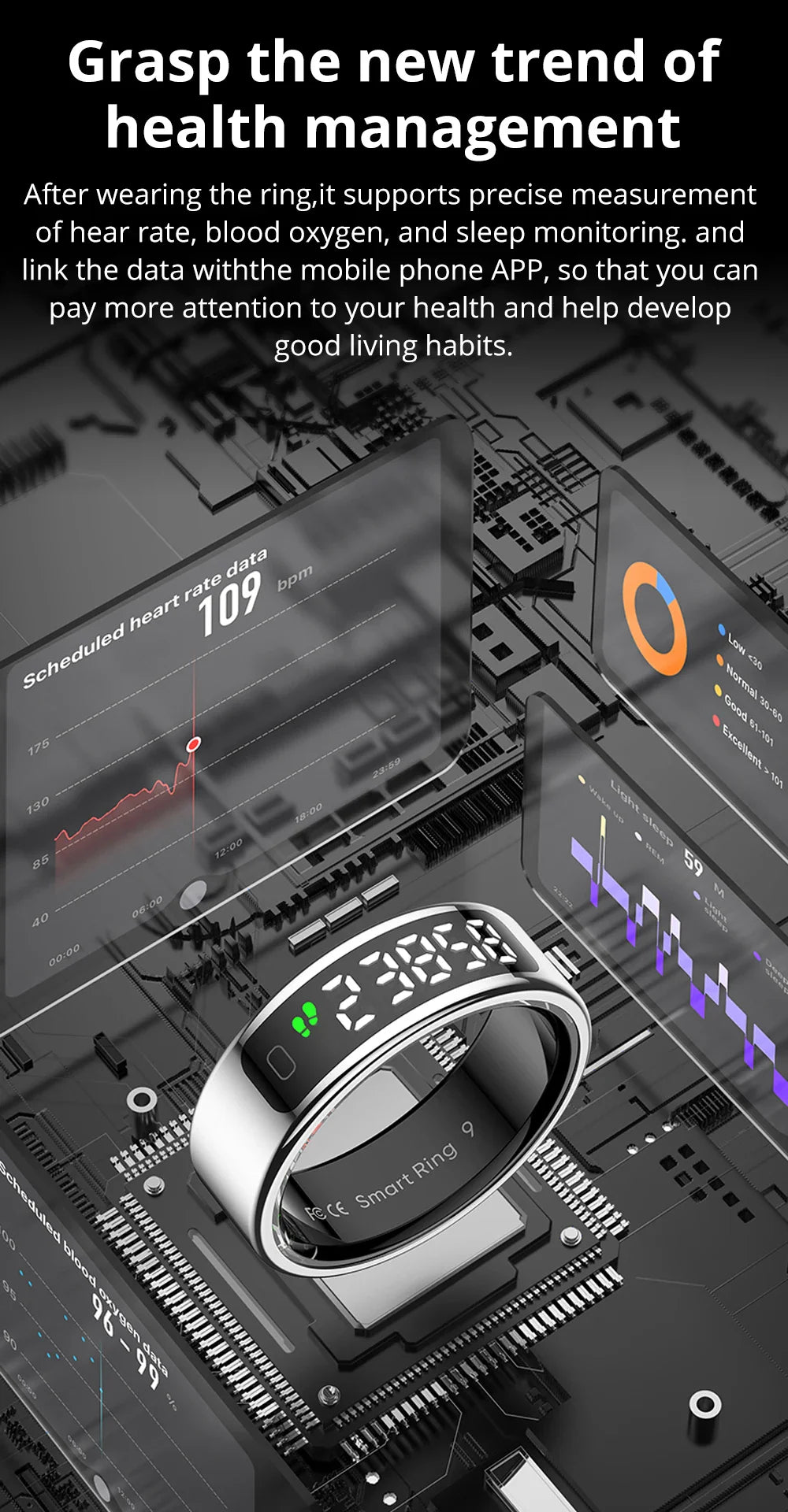 COLMI R12 Smart Ring – Health Tracker, Display, Touch Control, Waterproof (5ATM)