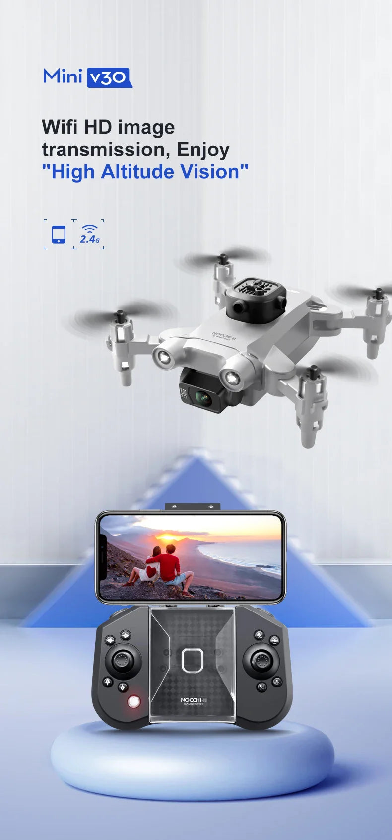 Mini Drone 4DRC V30 – 4K Dual Camera, WIFI FPV, Professional Obstacle Avoidance