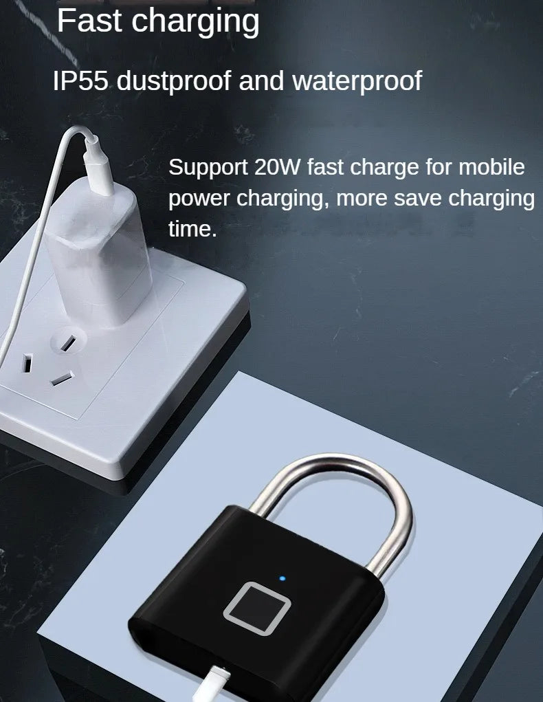 Outdoor Smart Fingerprint Padlock – Rust-Proof, Waterproof Electronic Padlock