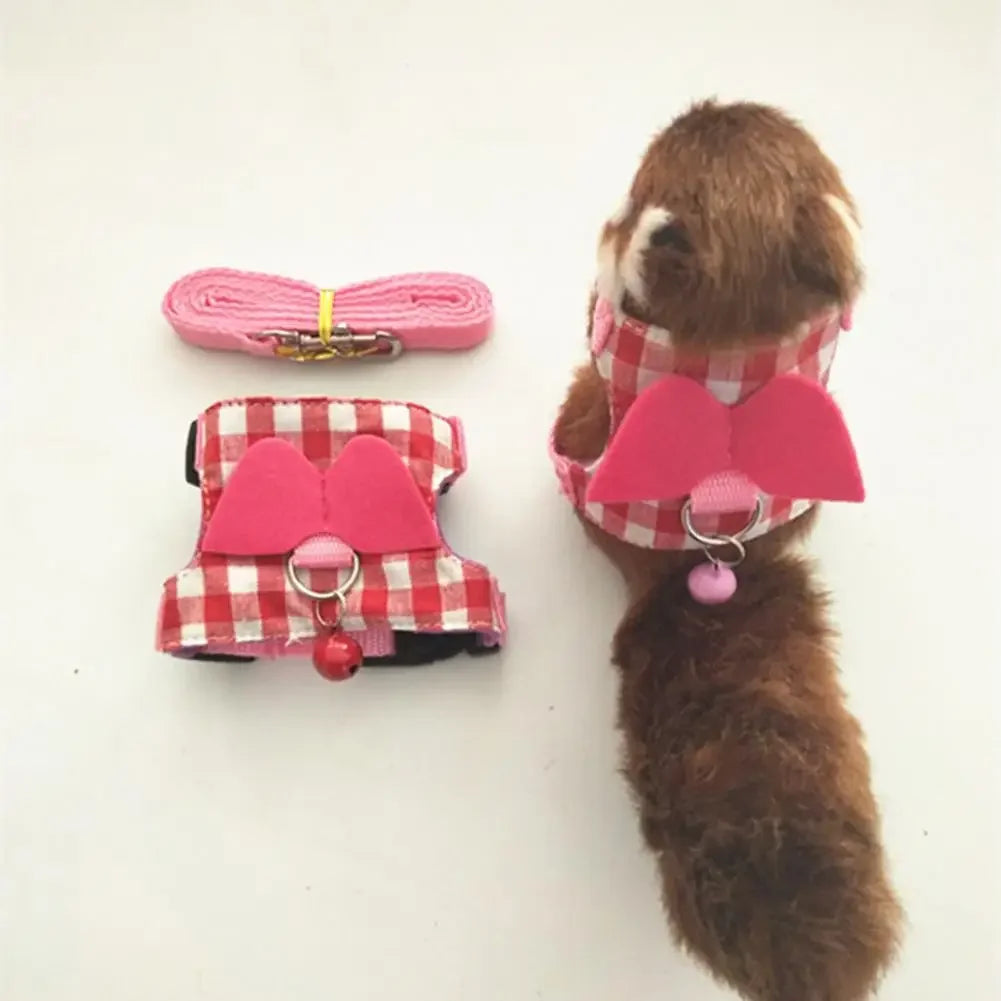 Pet Chest Strap Striped Hamster Rabbit Bow-knot Harness Vest Leash Traction Rope Ferrets Rats Chest Strap Small Pet Leashes