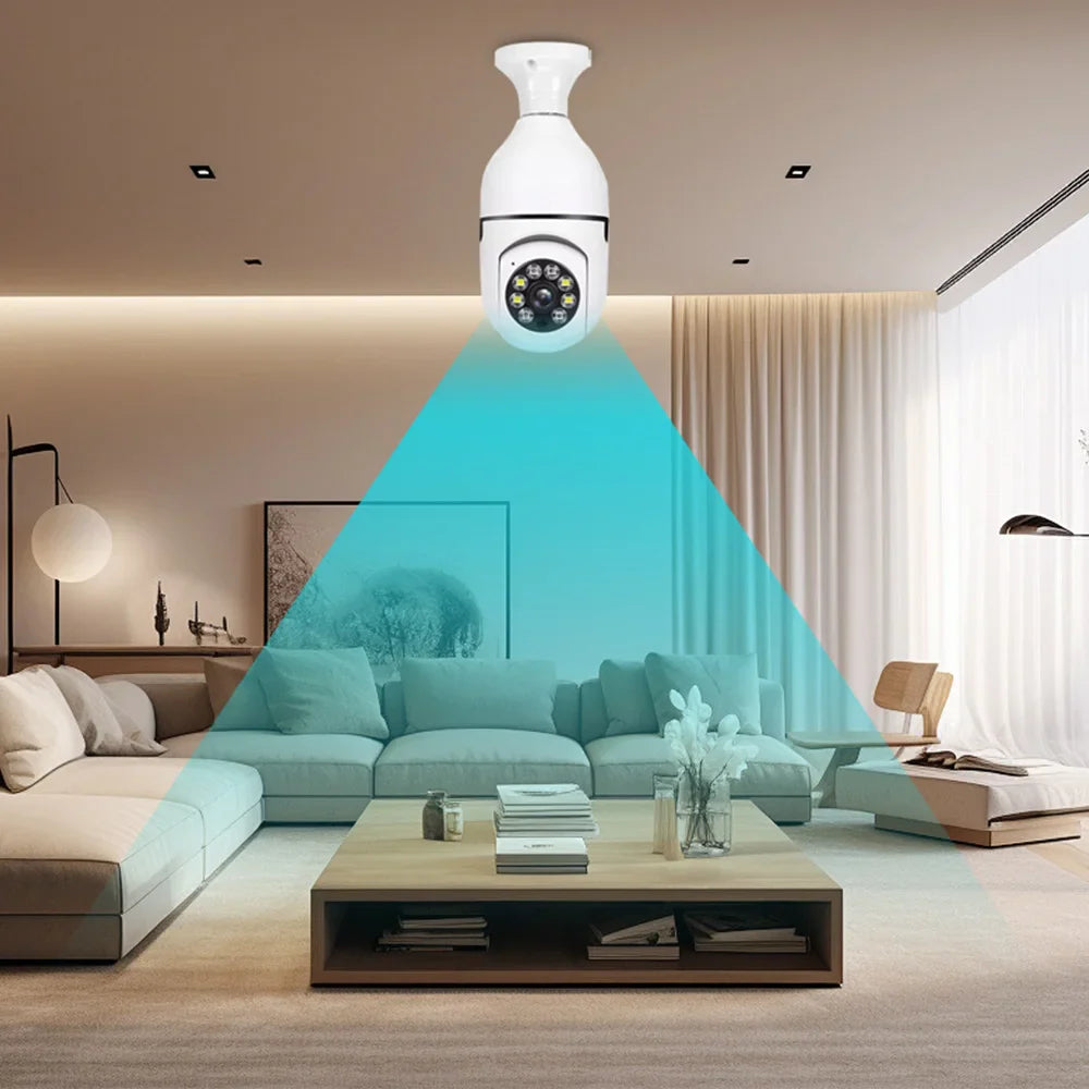 2025 WiFi Bulb Camera E27 – Double Light, Full-Color Night Vision, 360° View