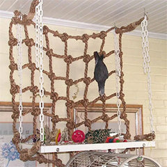 40x40cm Parrot Climbing Net – Bird Toy Swing Rope Hammock with Hooks