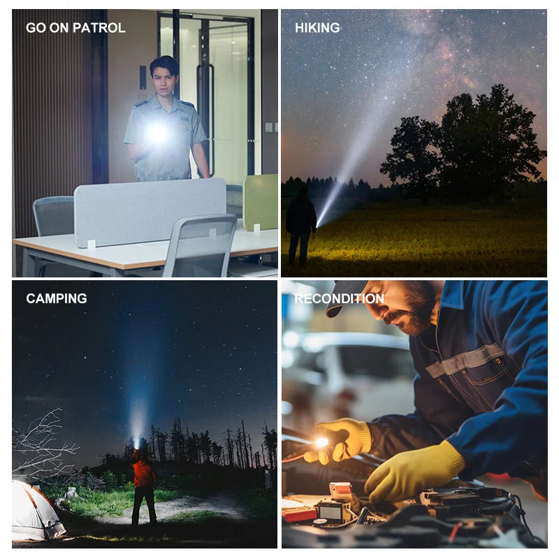 Portable LED Zoom Flashlight – Strong Beam, USB Rechargeable, Household Use