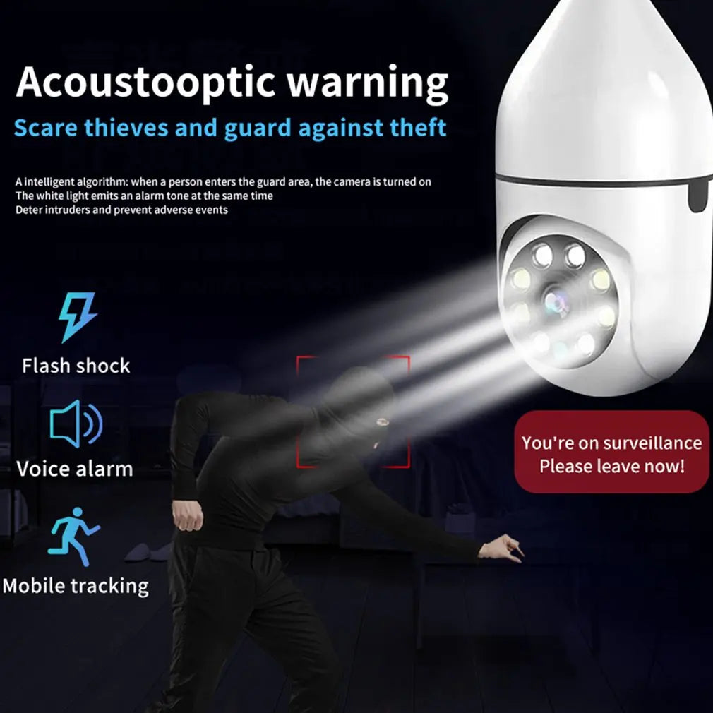 2025 WiFi Bulb Camera E27 – Double Light, Full-Color Night Vision, 360° View