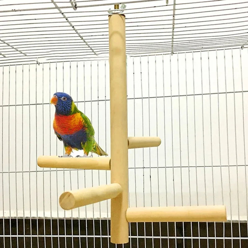 Pet Parrot Bird 4 Layer Stages Toys Natural Wood Rotating Ladder Parakeet Cage Accessories Swing Exercise Toy Birds Accessories
