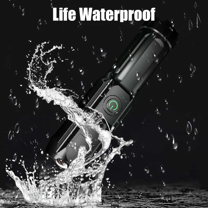 Portable LED Zoom Flashlight – Strong Beam, USB Rechargeable, Household Use