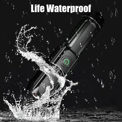 Portable LED Zoom Flashlight – Strong Beam, USB Rechargeable, Household Use