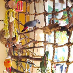 40x40cm Parrot Climbing Net – Bird Toy Swing Rope Hammock with Hooks