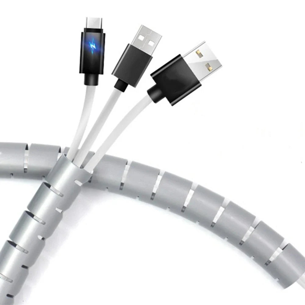 Desk Cable Organizer Spiral – Flexible 1.5/2m Tube, 10/16mm Cord Management