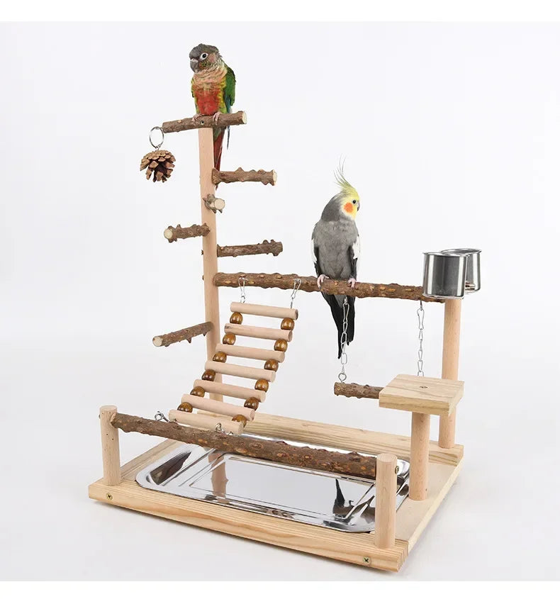 Bird Toy Suspension Bridge & Climbing Ladder – Pepper Wood Parrot Training Platform