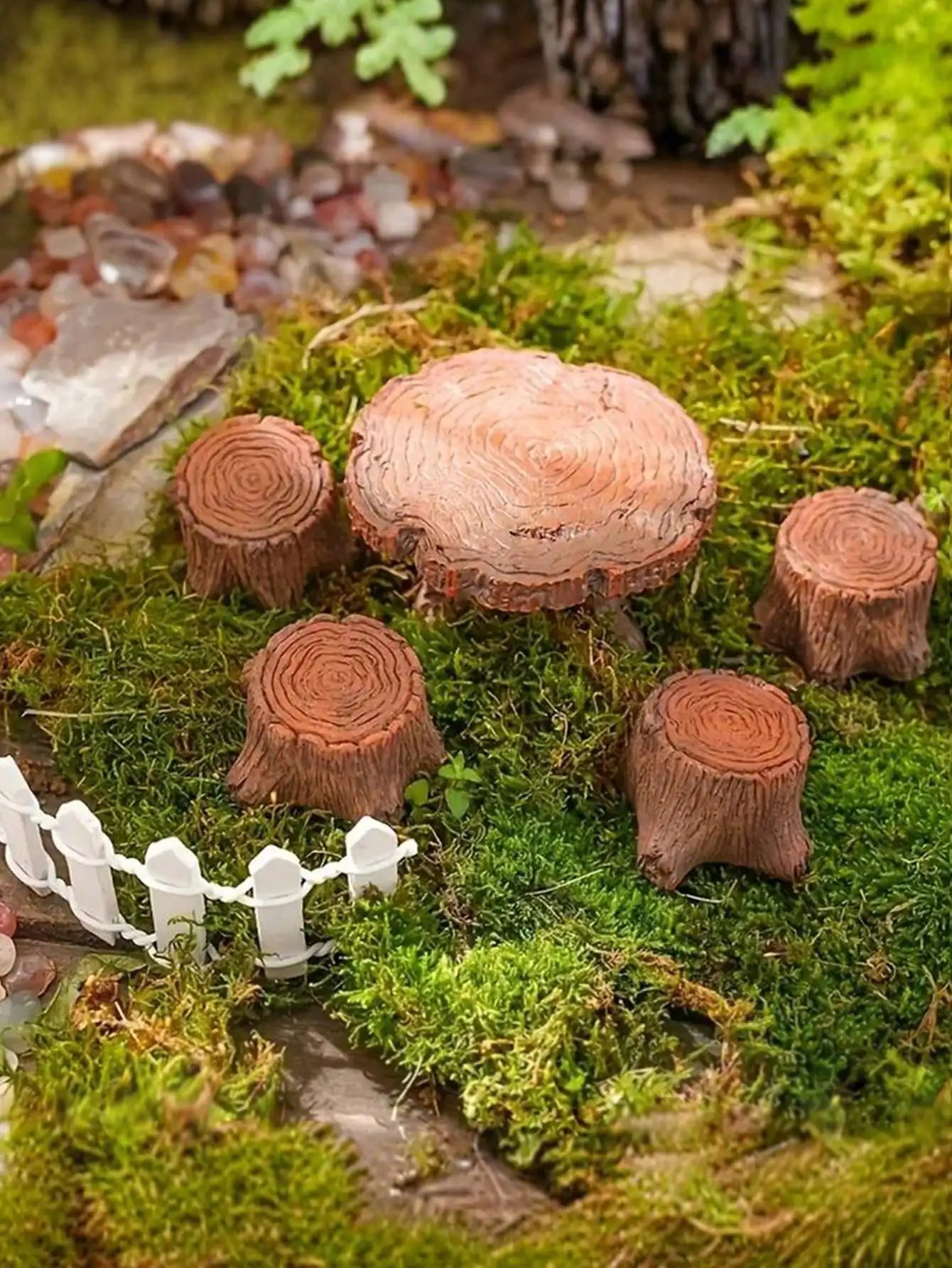 5 miniature tree stump garden art accessories resin decoration, garden landscape accessories, resin creative crafts
