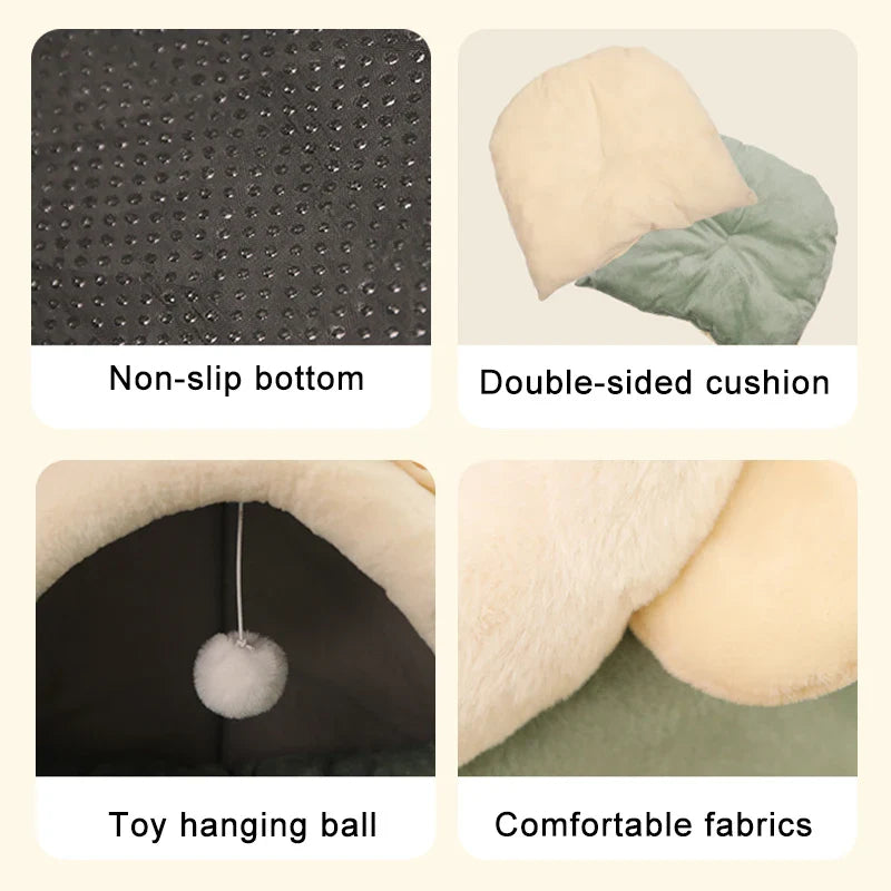 Deep Sleep Foldable Cat Bed – Cartoon Cave Bed for Small Dogs & Cats
