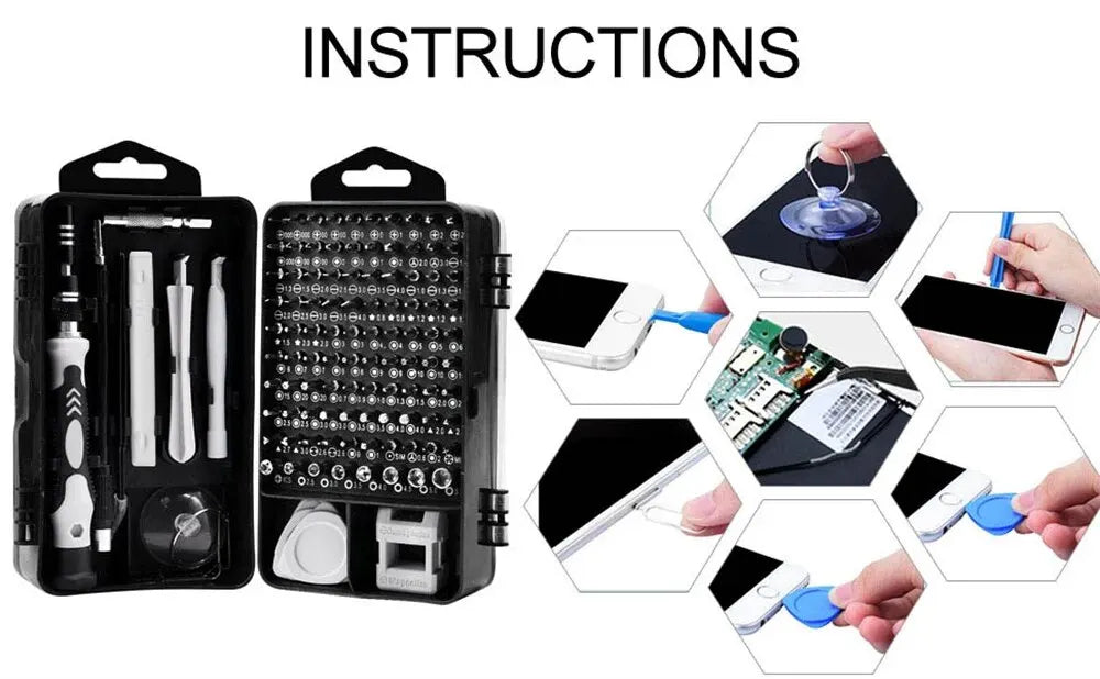 115-in-1 Precision Screwdriver Set – PC, Phone, Electronics Repair Tool Kit