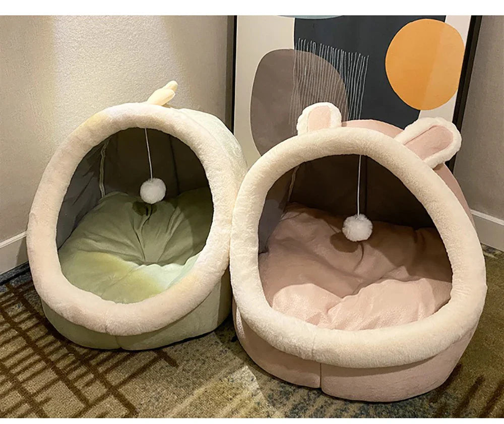 Deep Sleep Foldable Cat Bed – Cartoon Cave Bed for Small Dogs & Cats