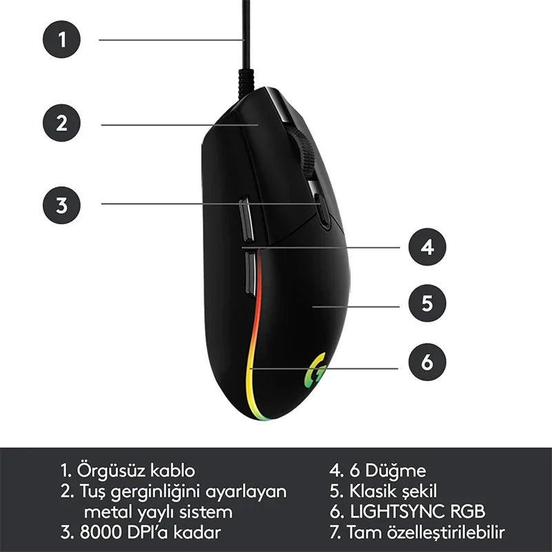 Logitech G102 USB Gaming Mouse – 8000 DPI, RGB Lighting for PC & Mac