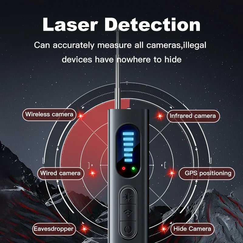 T18 Bug & Hidden Camera Detector – RF Signal Scanner, Anti-Spy Device with Charger