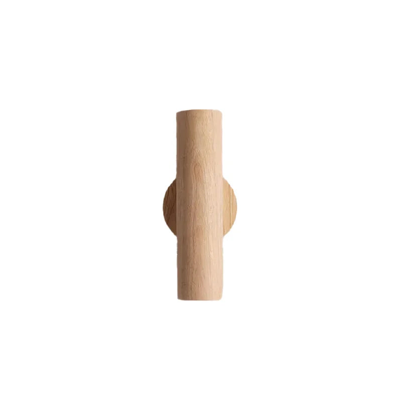 Cylinder Oak Wooden Color Glow top and bottom, Wabi-sabi Minimalist Style, Wall Sconce light for Living, Bedroom bedside, Study