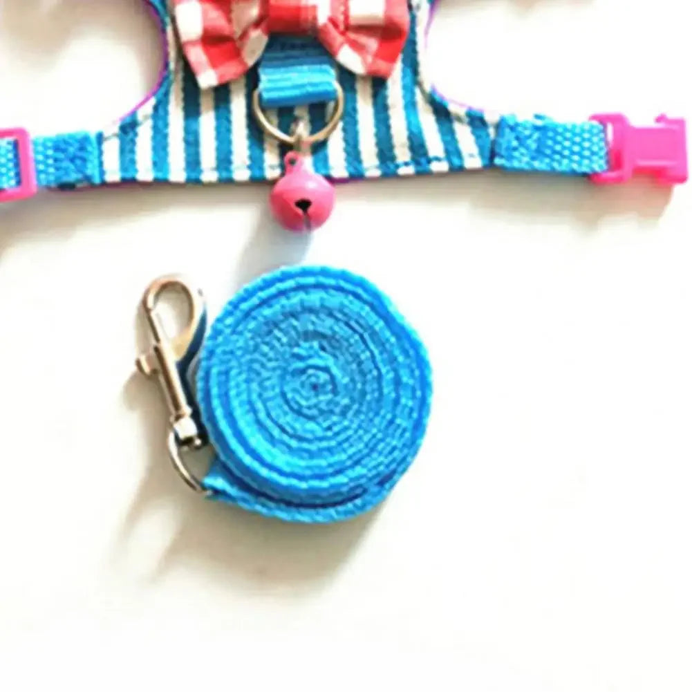 Pet Chest Strap Striped Hamster Rabbit Bow-knot Harness Vest Leash Traction Rope Ferrets Rats Chest Strap Small Pet Leashes