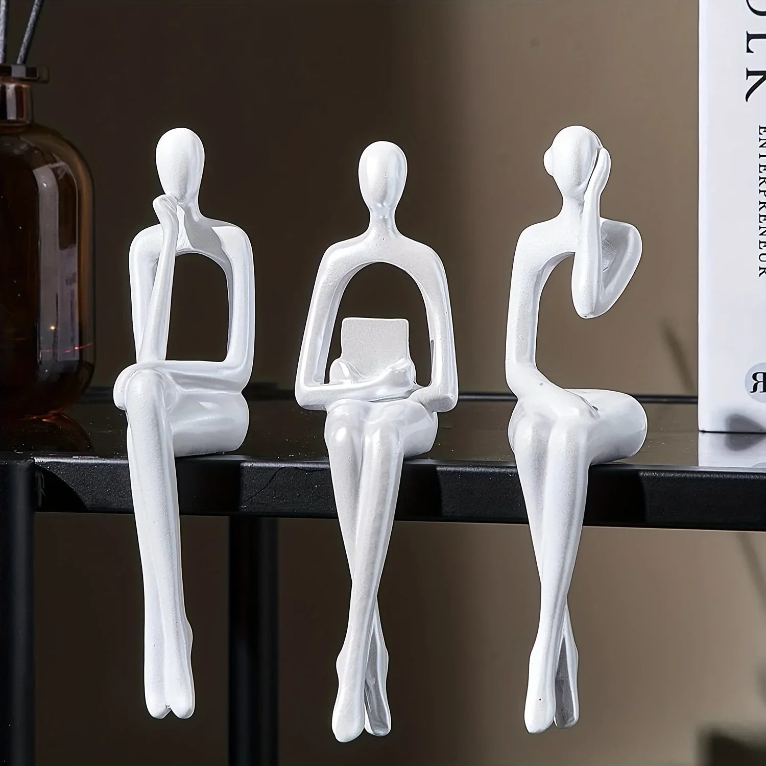 1pc,White decorative sculpture, abstract resin sculpture decoration, modern home decoration, office decoration