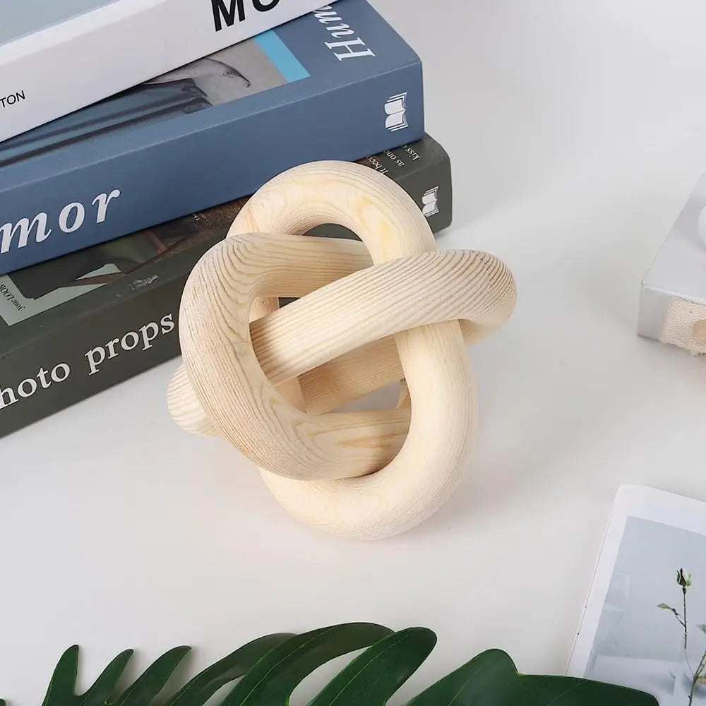 3-Link Pine Wood Knot Decor Wood Chain Link Decor Shelf Decor Hand Carved Coffee Table Modern Farmhouse Boho Rustic Decor Simple