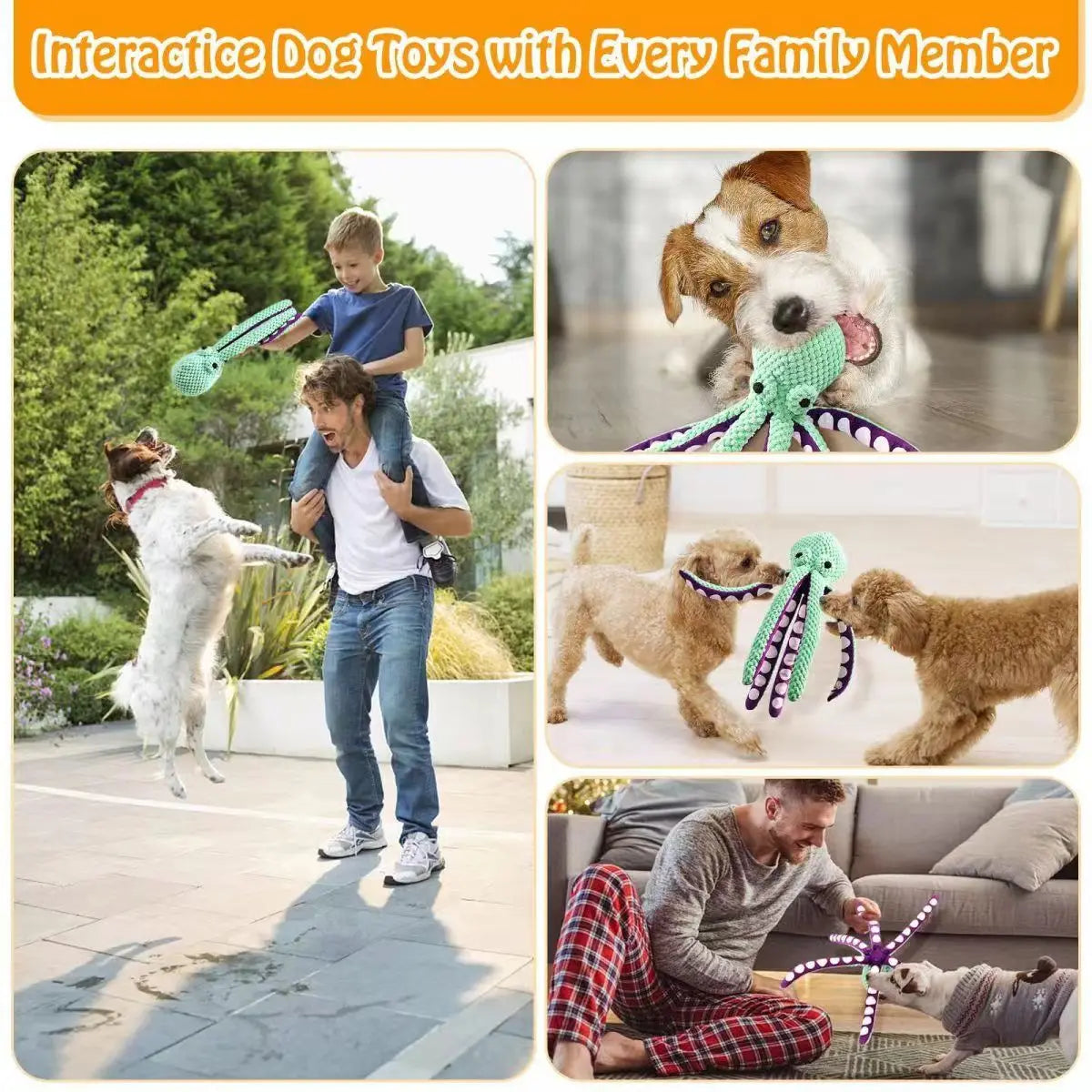Interactive Dog Plush Octopus Toy – Squeaky, Durable & Anti-Boredom
