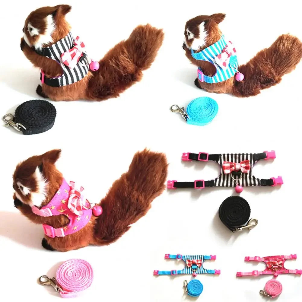 Pet Chest Strap Striped Hamster Rabbit Bow-knot Harness Vest Leash Traction Rope Ferrets Rats Chest Strap Small Pet Leashes