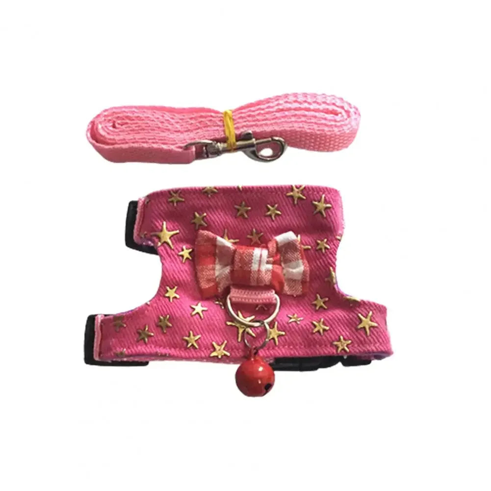 Pet Chest Strap Striped Hamster Rabbit Bow-knot Harness Vest Leash Traction Rope Ferrets Rats Chest Strap Small Pet Leashes