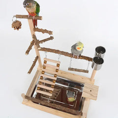 Bird Toy Suspension Bridge & Climbing Ladder – Pepper Wood Parrot Training Platform