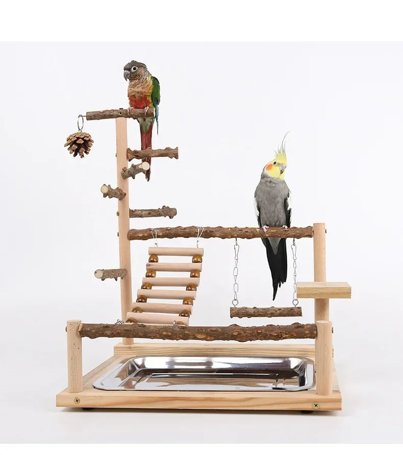 Bird Toy Suspension Bridge & Climbing Ladder – Pepper Wood Parrot Training Platform