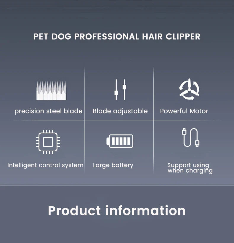 Professional Rechargeable Dog Hair Clipper – All-Metal, Low-Noise Pet Trimmer