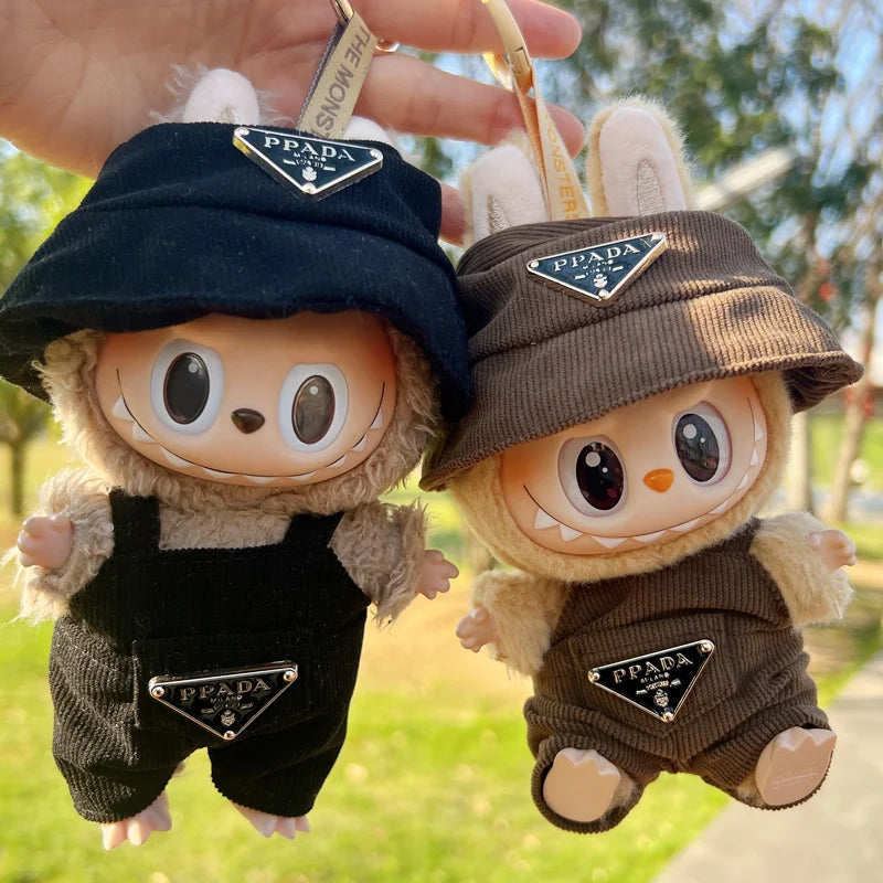 New corduroy For Labubu Doll Clothing Set Hat 17cm Clothes Shoes Doll DIY Accessories Training Sitting Party Games Toys Gifts