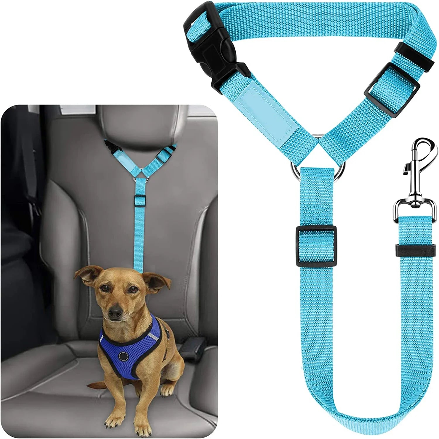 Adjustable Pet Car Seat Belt – Dog & Cat Safety Headrest Restraint