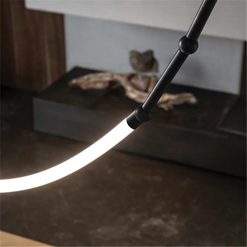 Leda curve chandelier Metal Hose Black linear lamp for Living Room Center Table designer lamp Home Decor staircase lighting