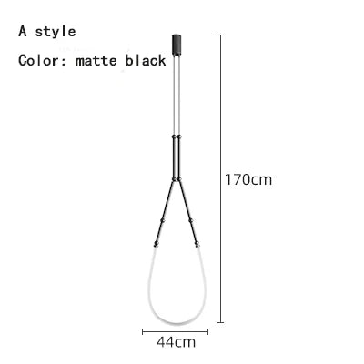 Leda curve chandelier Metal Hose Black linear lamp for Living Room Center Table designer lamp Home Decor staircase lighting