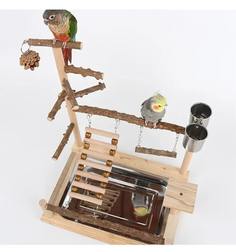 Bird Toy Suspension Bridge & Climbing Ladder – Pepper Wood Parrot Training Platform