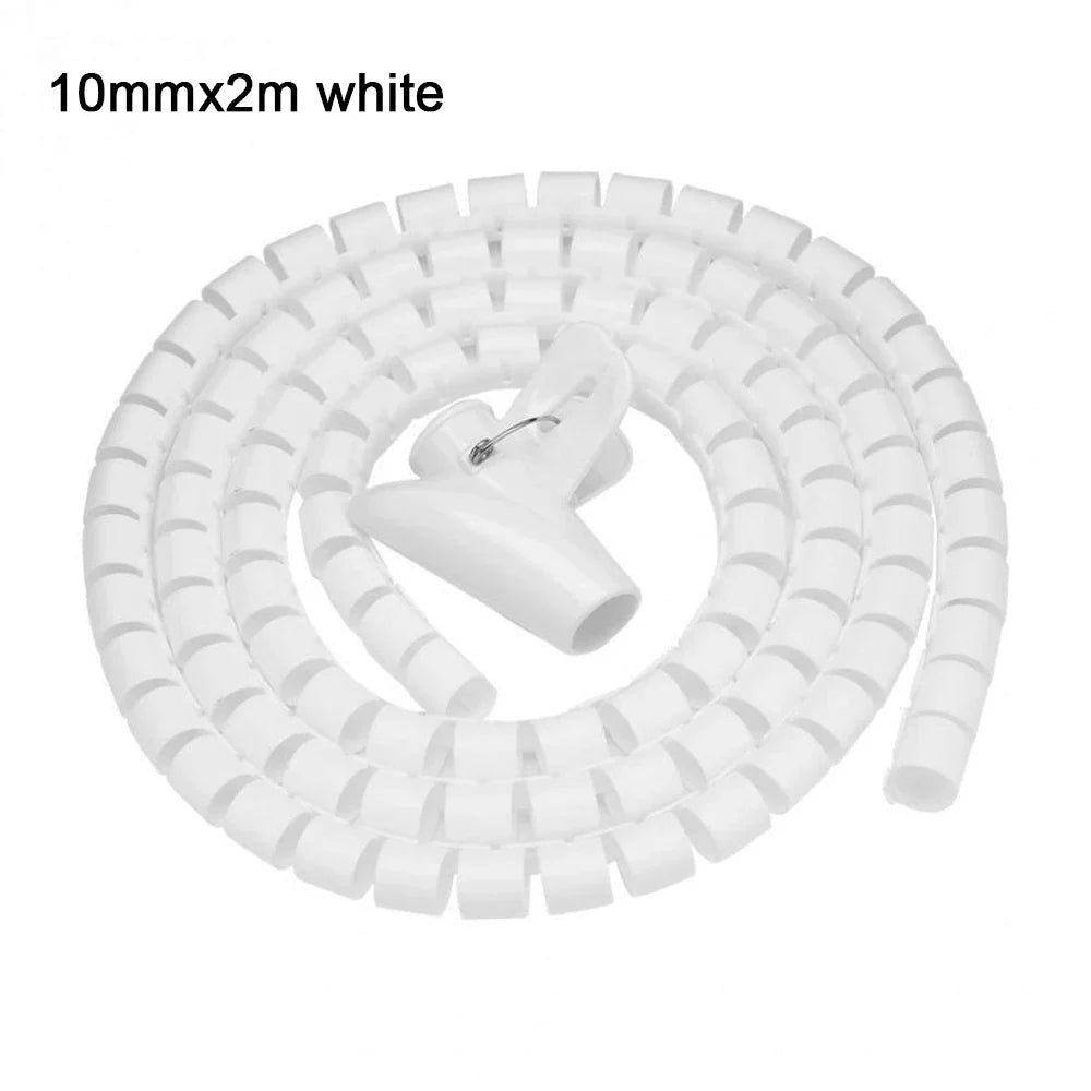 Desk Cable Organizer Spiral – Flexible 1.5/2m Tube, 10/16mm Cord Management
