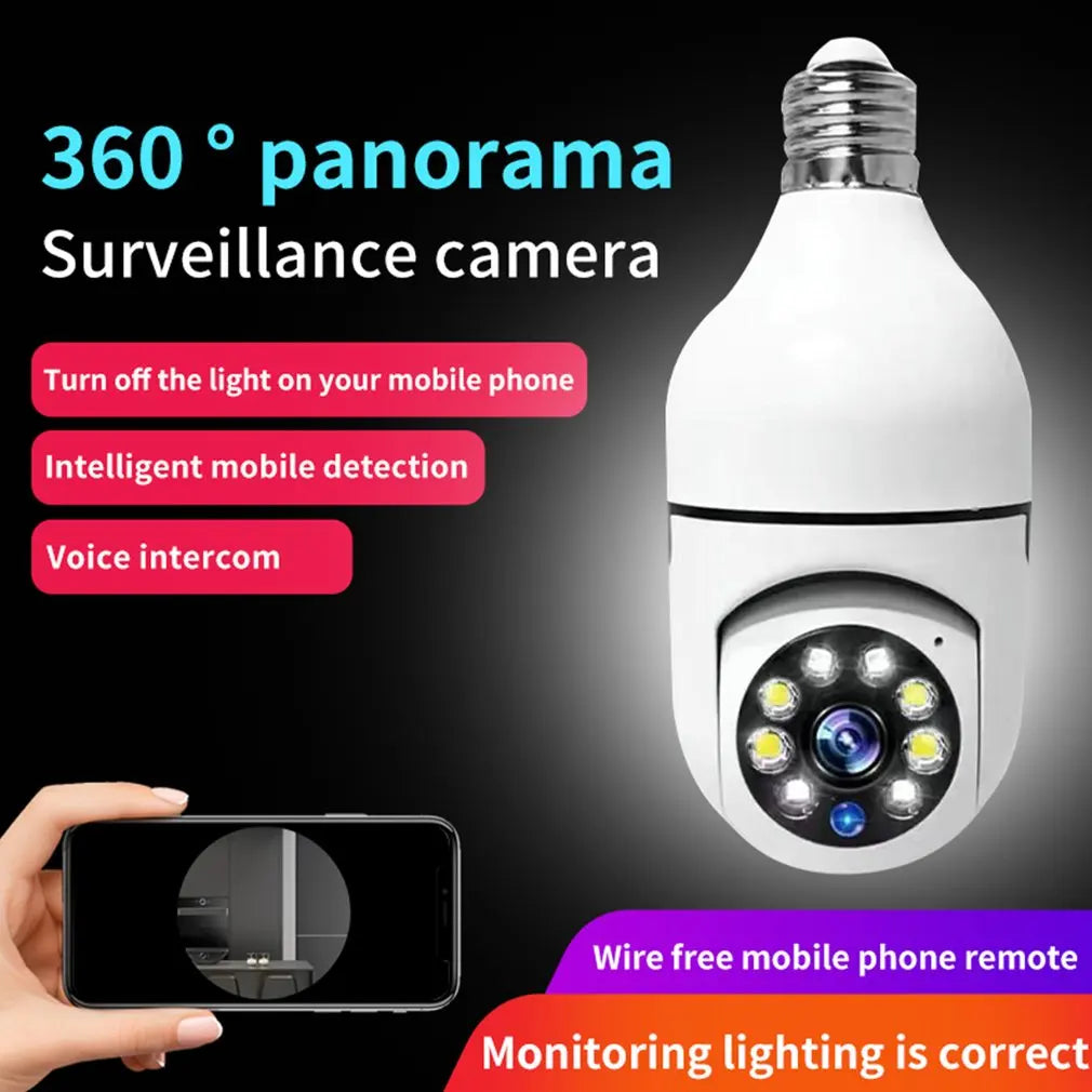 2025 WiFi Bulb Camera E27 – Double Light, Full-Color Night Vision, 360° View