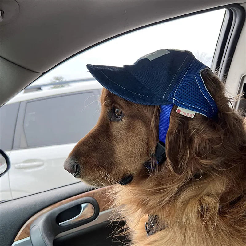 Adjustable Dog Sunscreen Baseball Cap – Outdoor Hat with Ear Holes for Small to Large Dogs